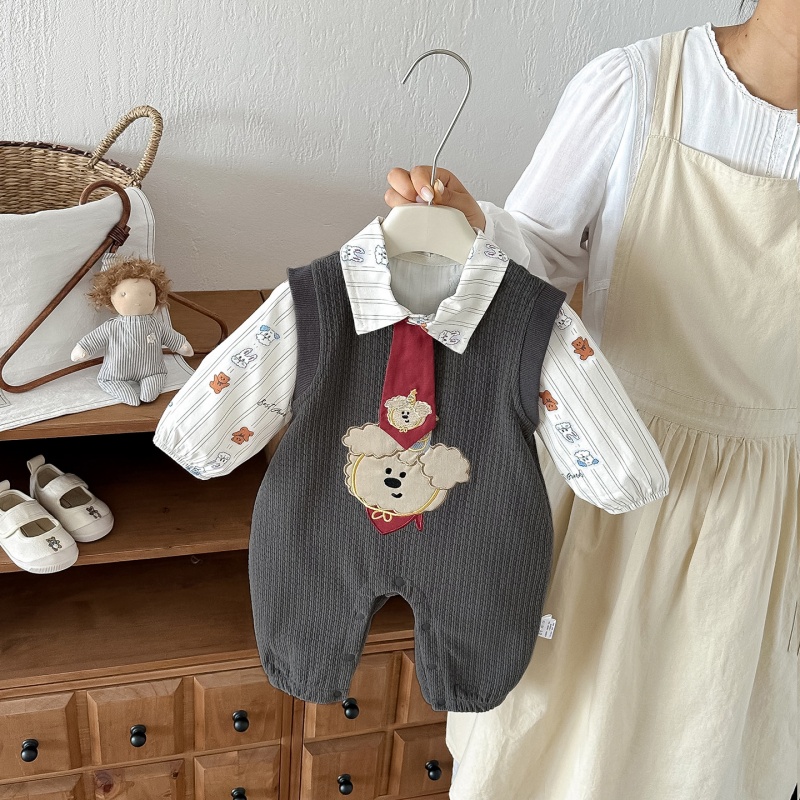 Baby Boy Striped Shirt and Corduroy Overall Set