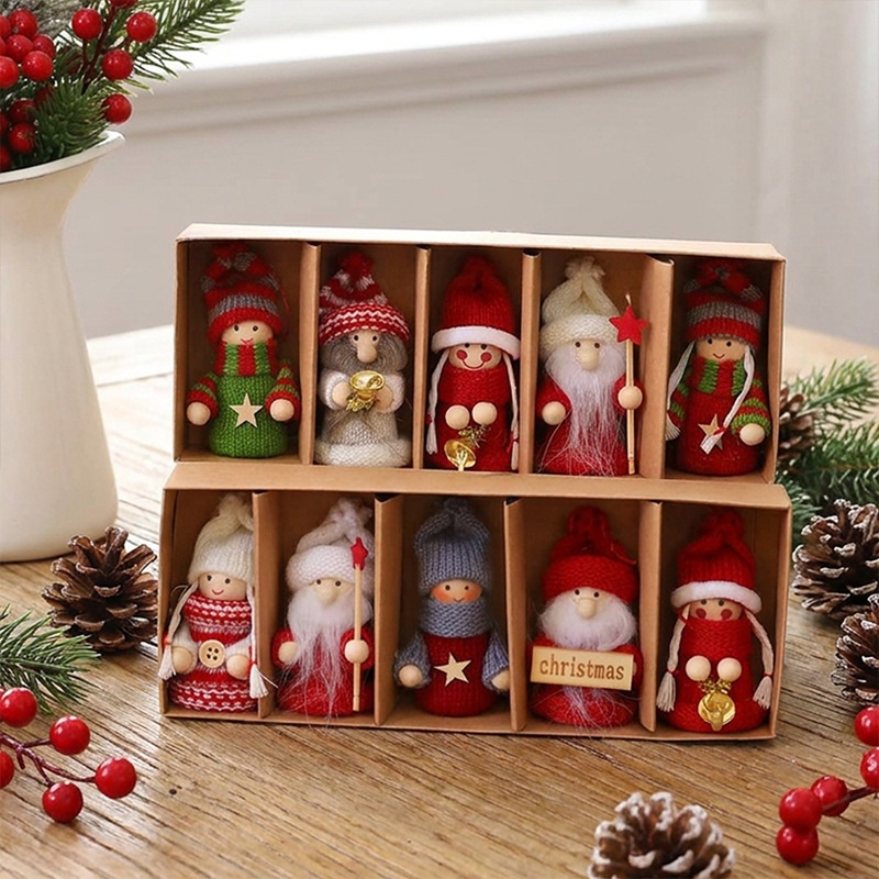 Christmas Santa Plush Hanging Ornaments 5 Pcs