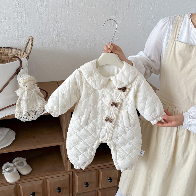 Baby Girl Bow Ruffle Padded Romper