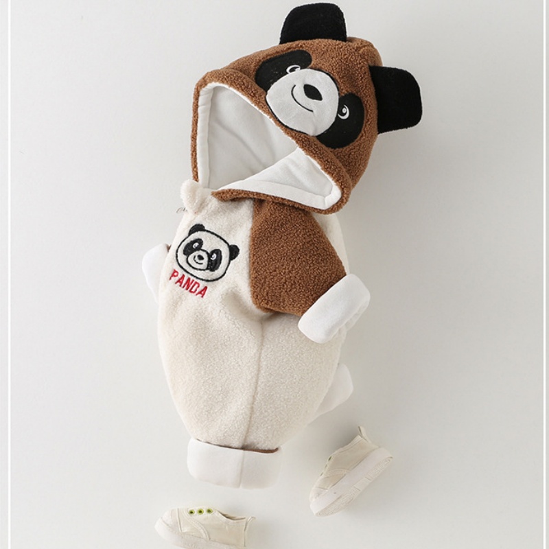 Cartoon Panda Hooded Thick Baby Romper