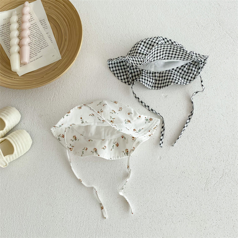 Baby Girl Floral Plaid Sleeveless Romper+ Hairband 2pcs set