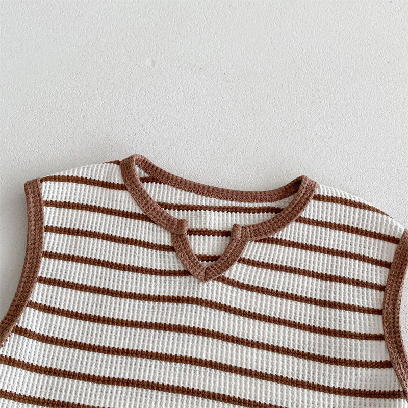 2pcs Baby Boy/Girl Stripe Clash Vintage Sleeveless T-Shirt with Pant Set