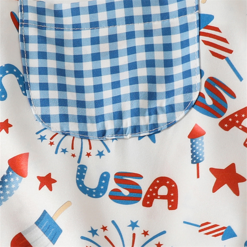 Baby Girl Independence Day Monogram Fireworks Sling Sleeveless Bodysuit