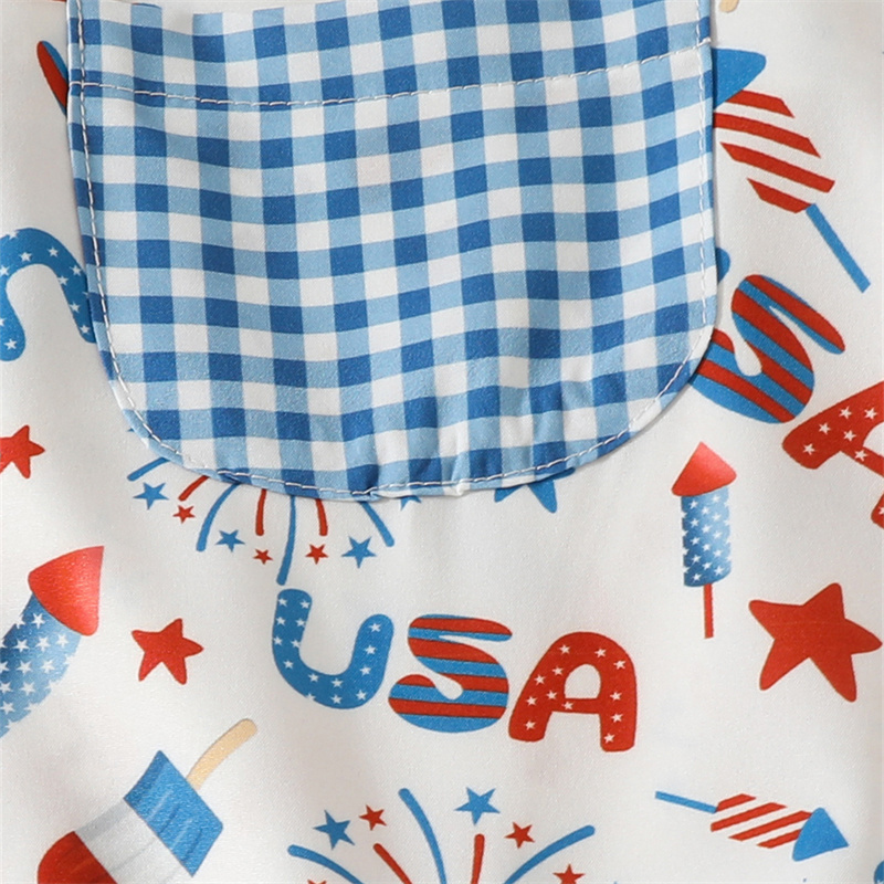 Baby Girl Independence Day Monogram Fireworks Sling Sleeveless Bodysuit