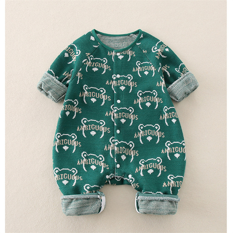 Baby Boy Bear Knit Long Sleeve Romper