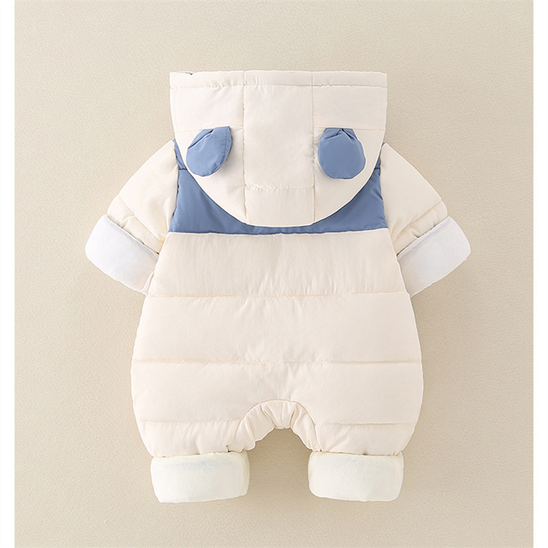 Baby Boy Cute Puppy Thickened Down Cotton Long Sleeve Romper
