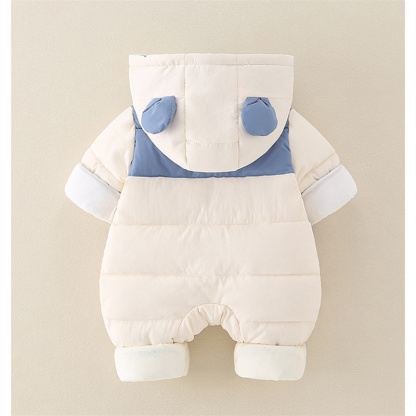Baby Boy Cute Puppy Thickened Down Cotton Long Sleeve Romper