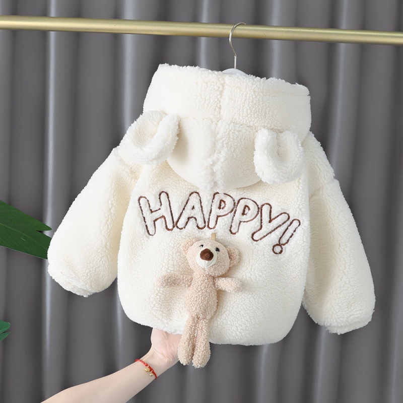 Baby Cute Bear Hooded Thickened Plush Top