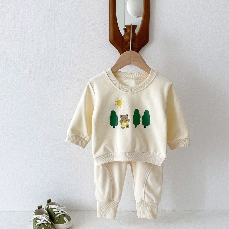 2pcs Baby Girl/Boy Great Bear Tree Sweatshirt Long Sleeve Set