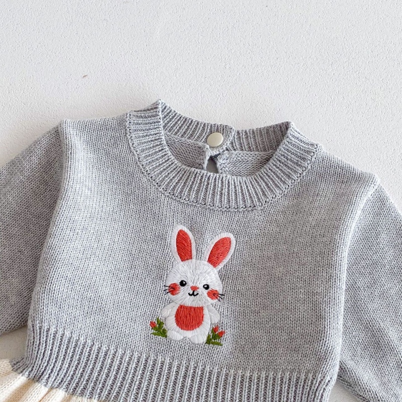 Baby Girl Knitted Cute Bunny Long Sleeve Dress