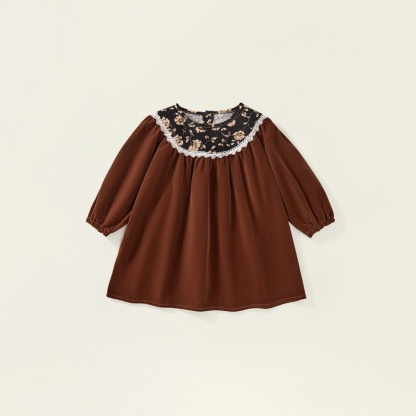 Baby GirlVelvet Lace Bubble Sleeve Long Sleeve Dress