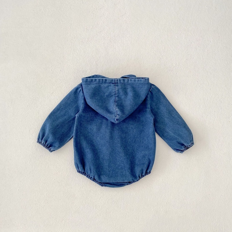 Baby Girl/Boy Cowboy Hooded Double Pocket Long Sleeve Bodysuit