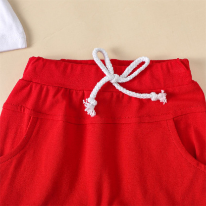 2pcs Baby Boy/Girl Independence Day Reversible Print T-shirt with Pant Set