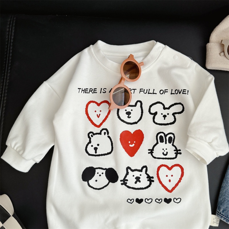 Baby Unisex Casual Heart Print Romper