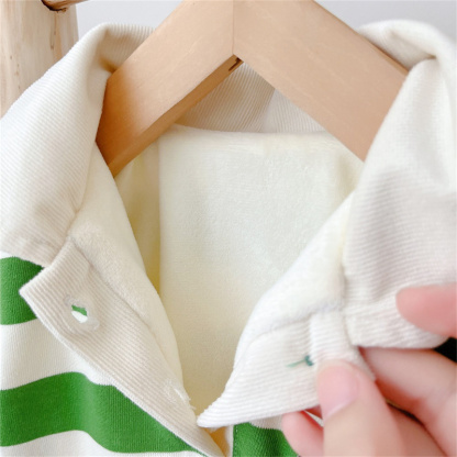 Baby Boy/Girl Striped Shirt Collar Long Sleeve Romper