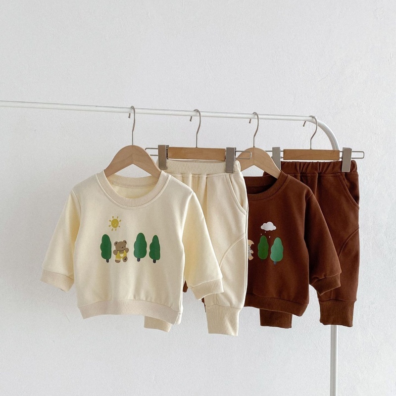 2pcs Baby Girl/Boy Great Bear Tree Sweatshirt Long Sleeve Set