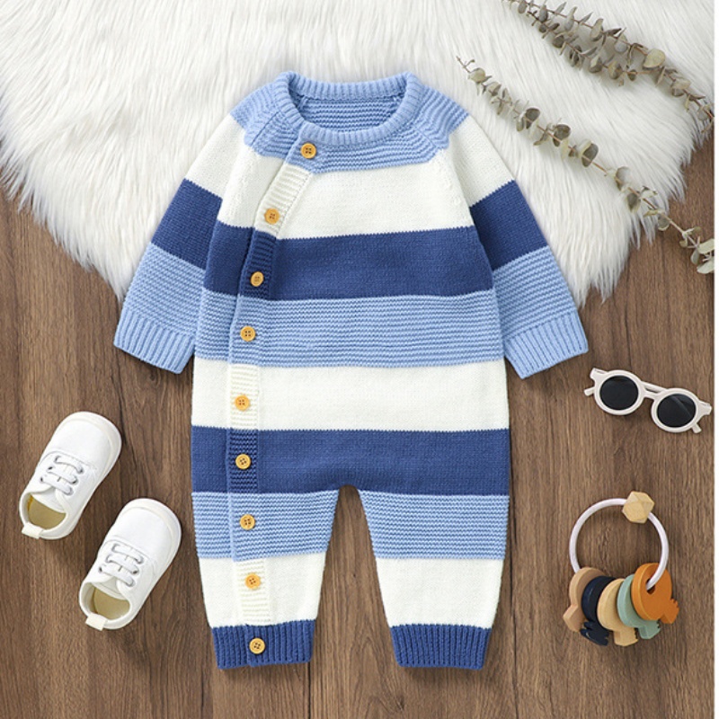 Baby Girl/Boy Knit Stripes Long Sleeve Romper