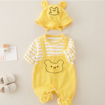 Baby Unisex Cartoon Hoodie Long Sleeve Romper