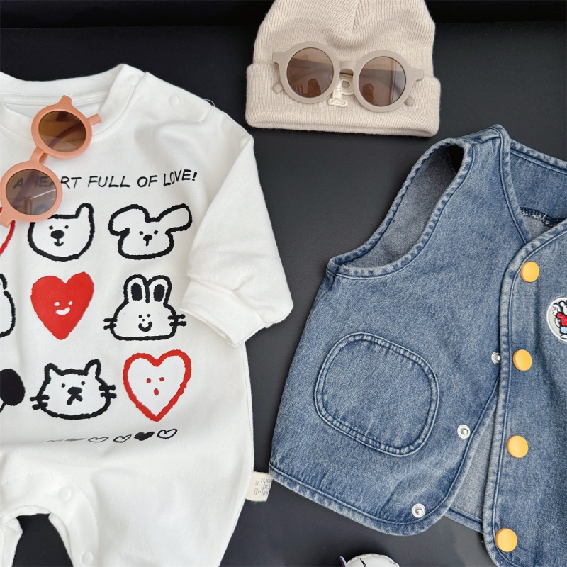 Baby Unisex Casual Heart Print Romper