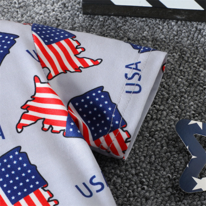 Baby Boy/Girl Independence Day Flag Print Short Sleeve Bodysuit