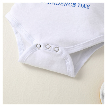 Baby Boy/Girl Independence Day Letter Print Short Sleeve Bodysuit with Pant 2pcs