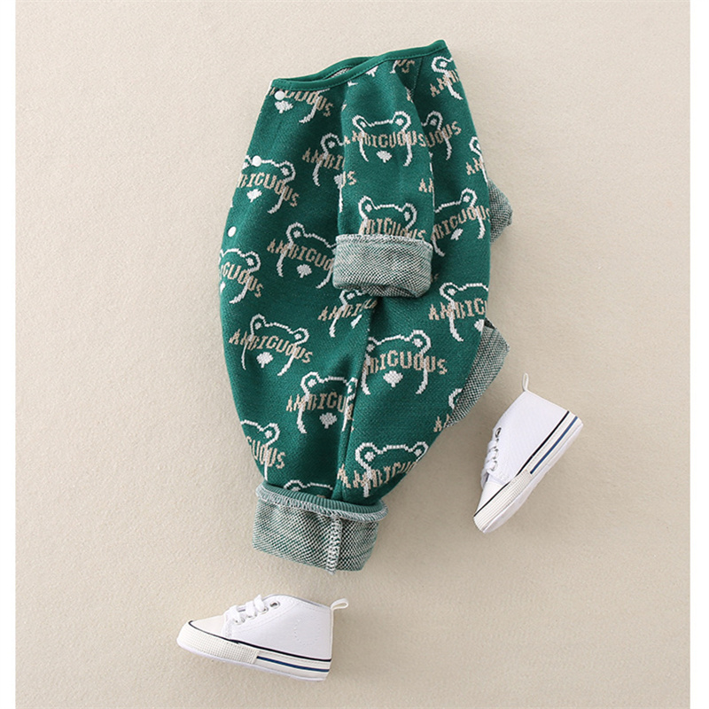 Baby Boy Bear Knit Long Sleeve Romper