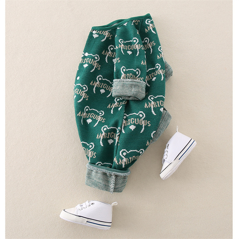 Baby Boy Bear Knit Long Sleeve Romper