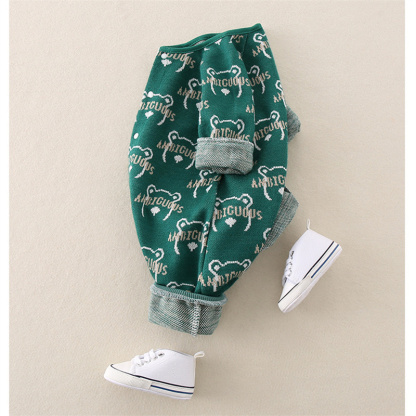 Baby Boy Bear Knit Long Sleeve Romper