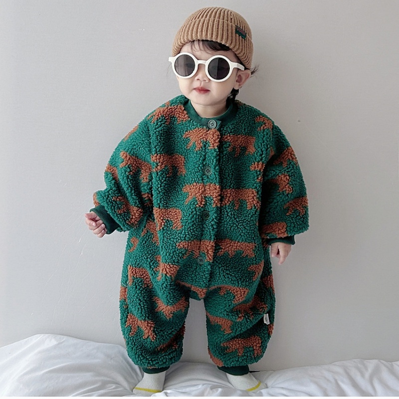 Baby Boy/Girl Cute Animal Lambswool Thickened Romper