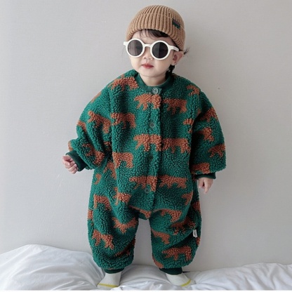 Baby Boy/Girl Cute Animal Lambswool Thickened Romper