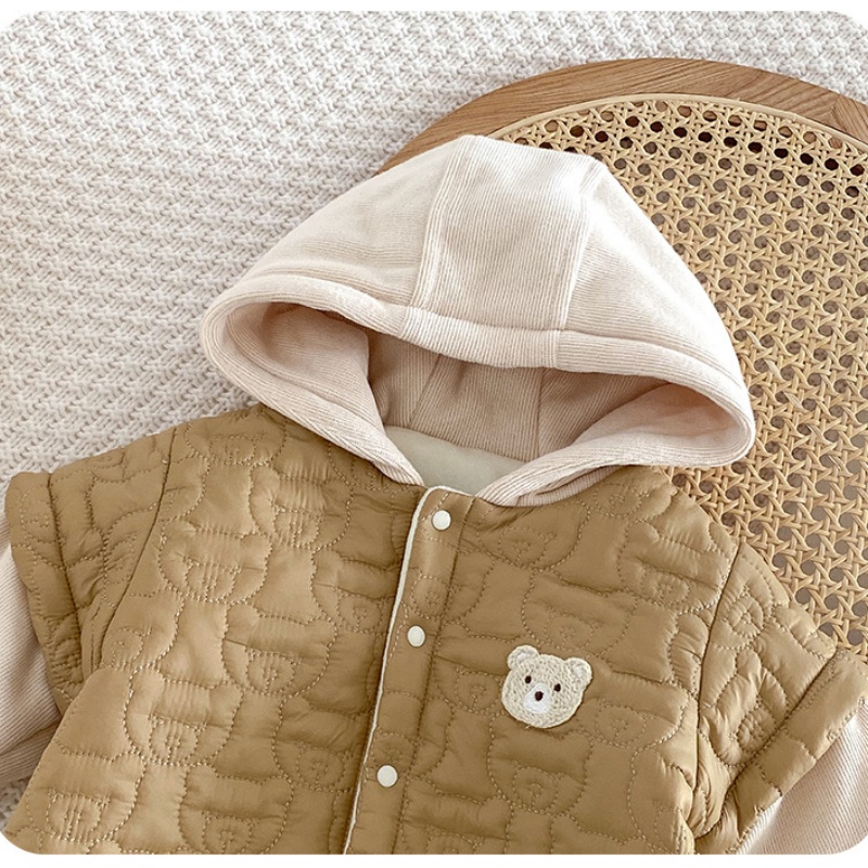 Baby Cute Bear Hooded Cotton Romper