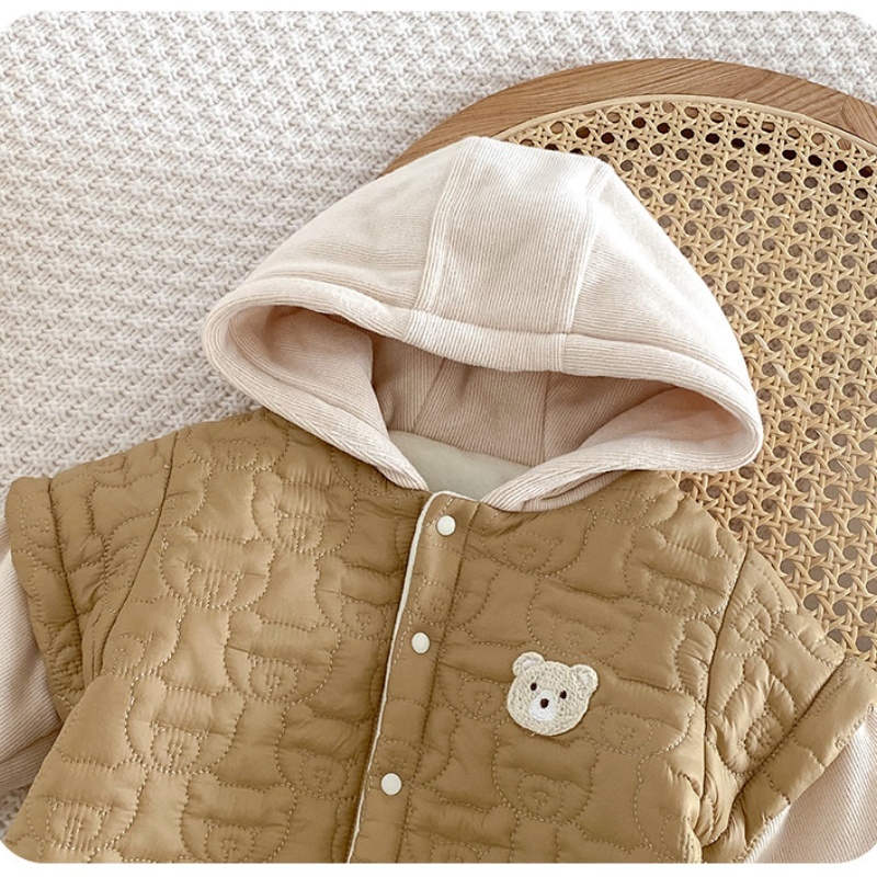 Baby Cute Bear Hooded Cotton Romper