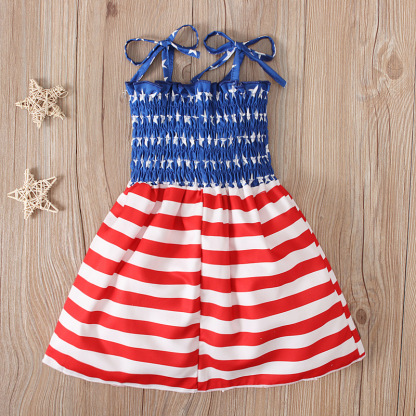 Baby Girl Independence Day Strappy Ensign Print Dress