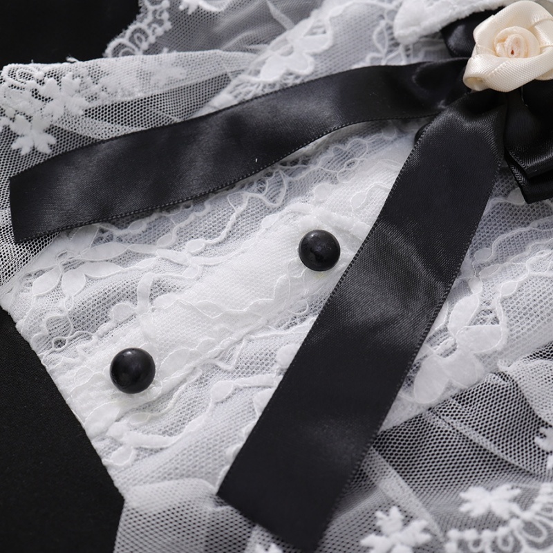 Baby Girl Black Hepburn Style Lace Bow Long Sleeve Dress