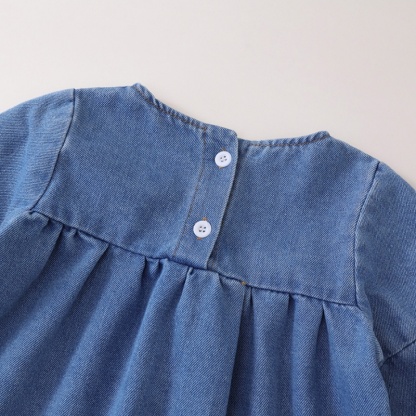 Baby Girl Ethnic Embroidered Denim Skirt Long Sleeve Dresses