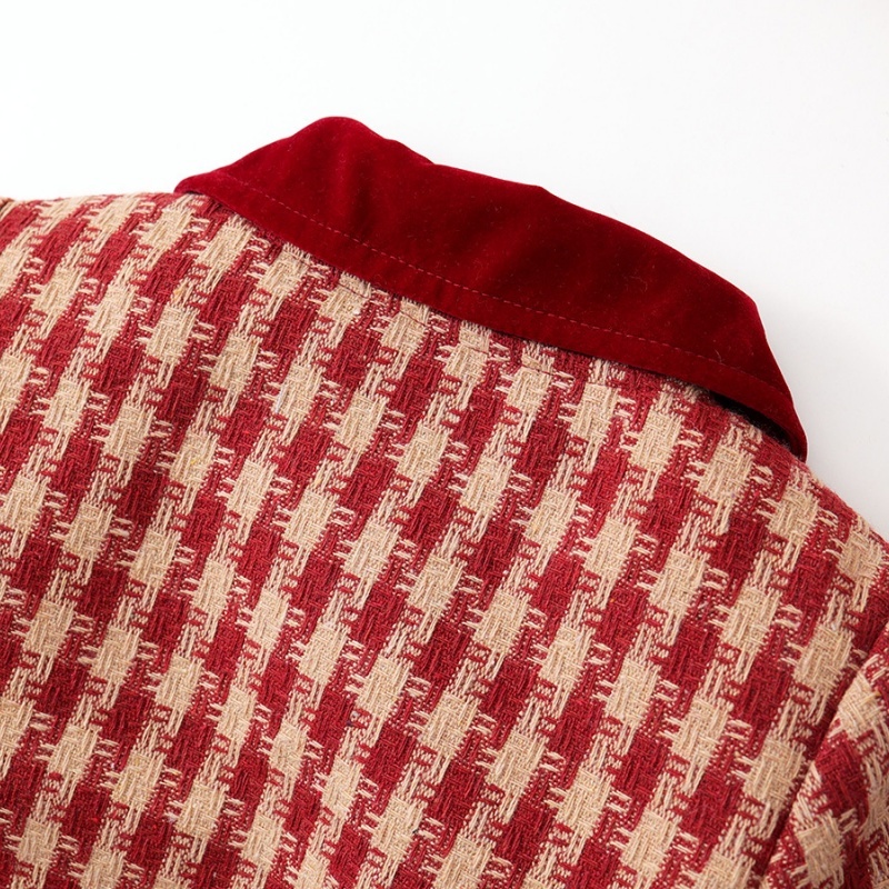 Baby Girl Sandwich Cotton Thickened Plaid Bow Set