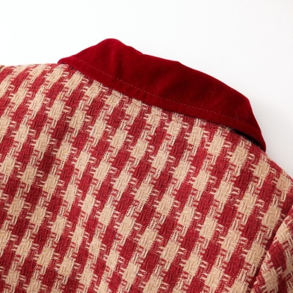 Baby Girl Sandwich Cotton Thickened Plaid Bow Set