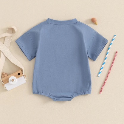 Baby Boys Embroidered American Flag Short Sleeve Bodysuit