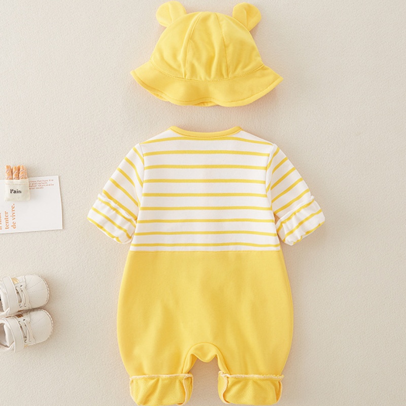 Baby Unisex Cartoon Hoodie Long Sleeve Romper