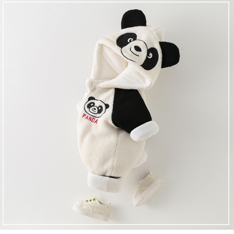 Cartoon Panda Hooded Thick Baby Romper