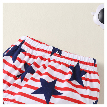 Baby Boy/Girl Independence Day Letter Print Short Sleeve Bodysuit with Pant 2pcs