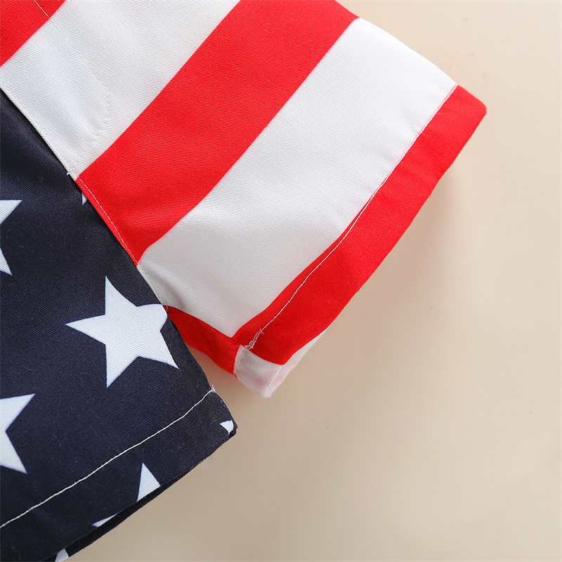 Baby Boys Independence Day Stars and streaks Gentlemen T-shirt+Suspenders 2pcs Set