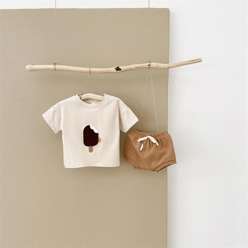2pcs BabyBoy Ice Cream Cute T-shirt with Pant Set