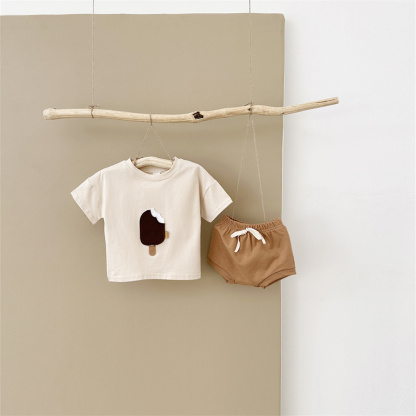 2pcs BabyBoy Ice Cream Cute T-shirt with Pant Set