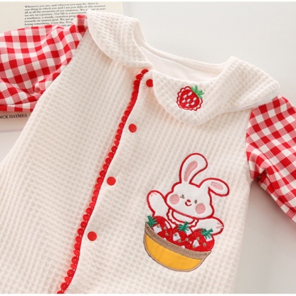 Baby Girl Cute Bunny Strawberry Romper