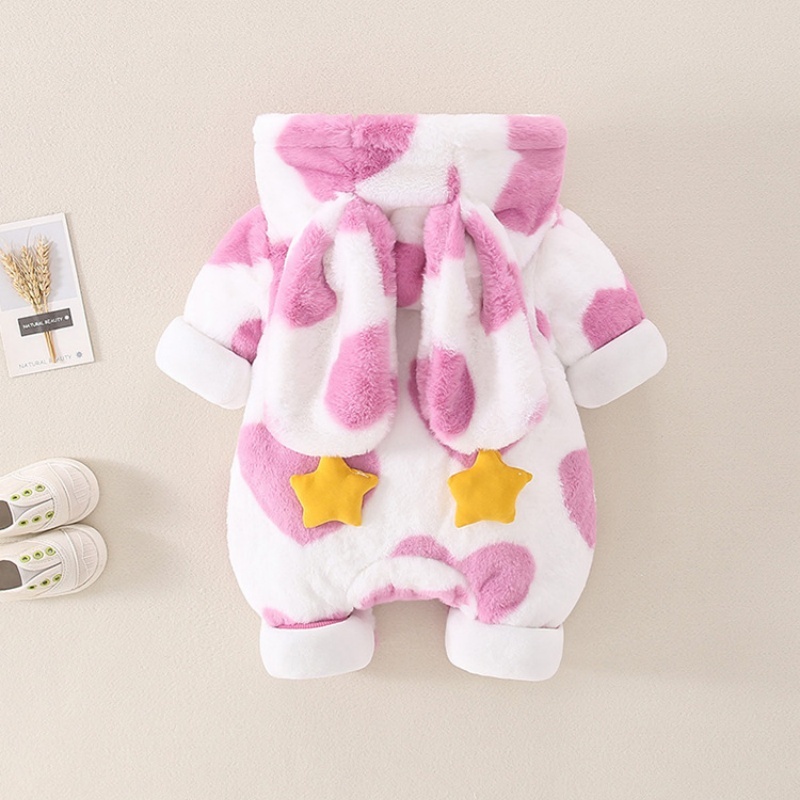 Baby Boy/Girl Cute Love Star Rabbit Ears Thickened Hooded Romper