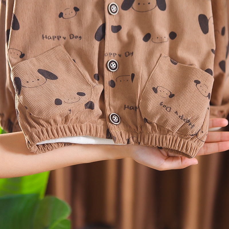 3pcs Baby Boy Puppy Sweatshirt Set