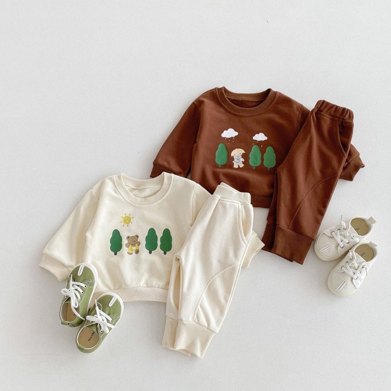 2pcs Baby Girl/Boy Great Bear Tree Sweatshirt Long Sleeve Set