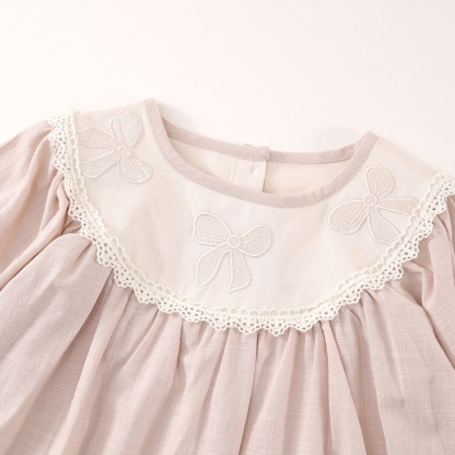 Baby Girl Bow Embroidery Long Sleeve Dress