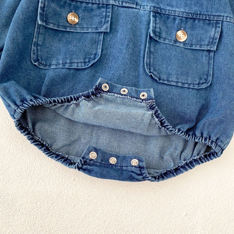 Baby Girl/Boy Cowboy Hooded Double Pocket Long Sleeve Bodysuit